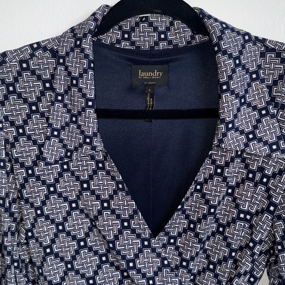 Laundry By Shelli Segal Navy Blue Professional V-Neck Knee Length Dress Large - Picture 2 of 8